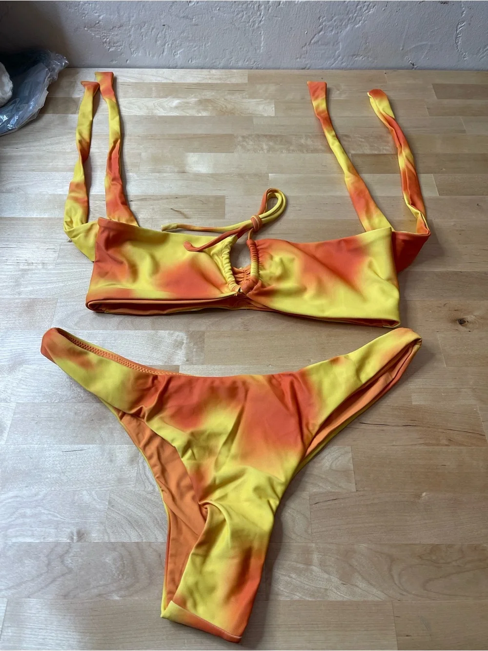 DANIELLE GUIZIO SSENSE Exclusive Yellow & Orange Mona Bikini Set Size M